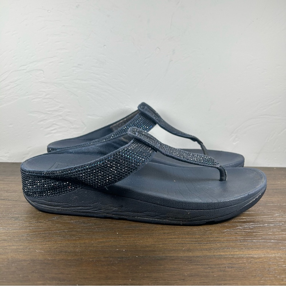 Fitflop Women's Blue Sparle Lulu Thong Sandals size 8